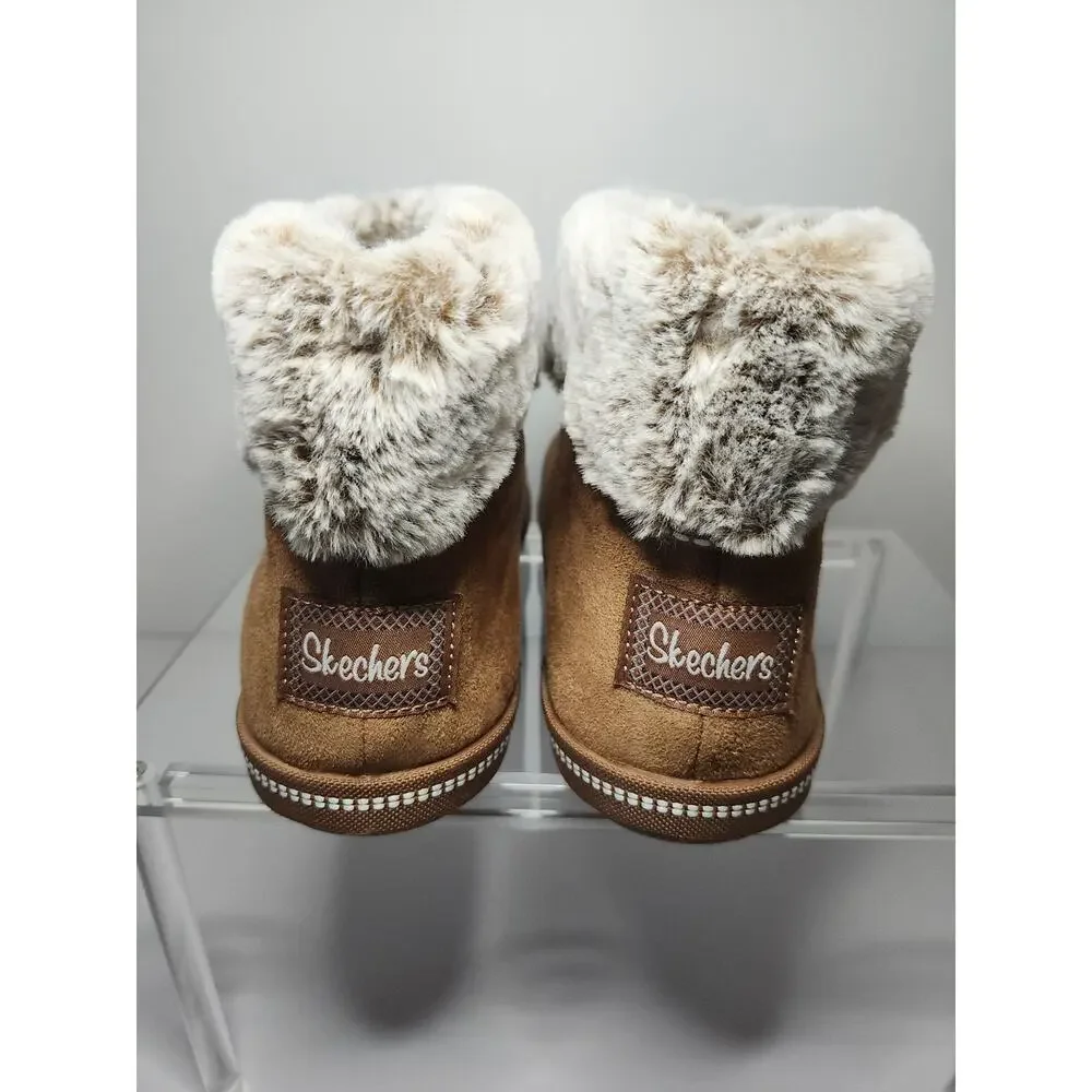 Skechers Women's Keepsakes Ankle Boots Booties Chestnut Brown Sz 8 Faux Fur